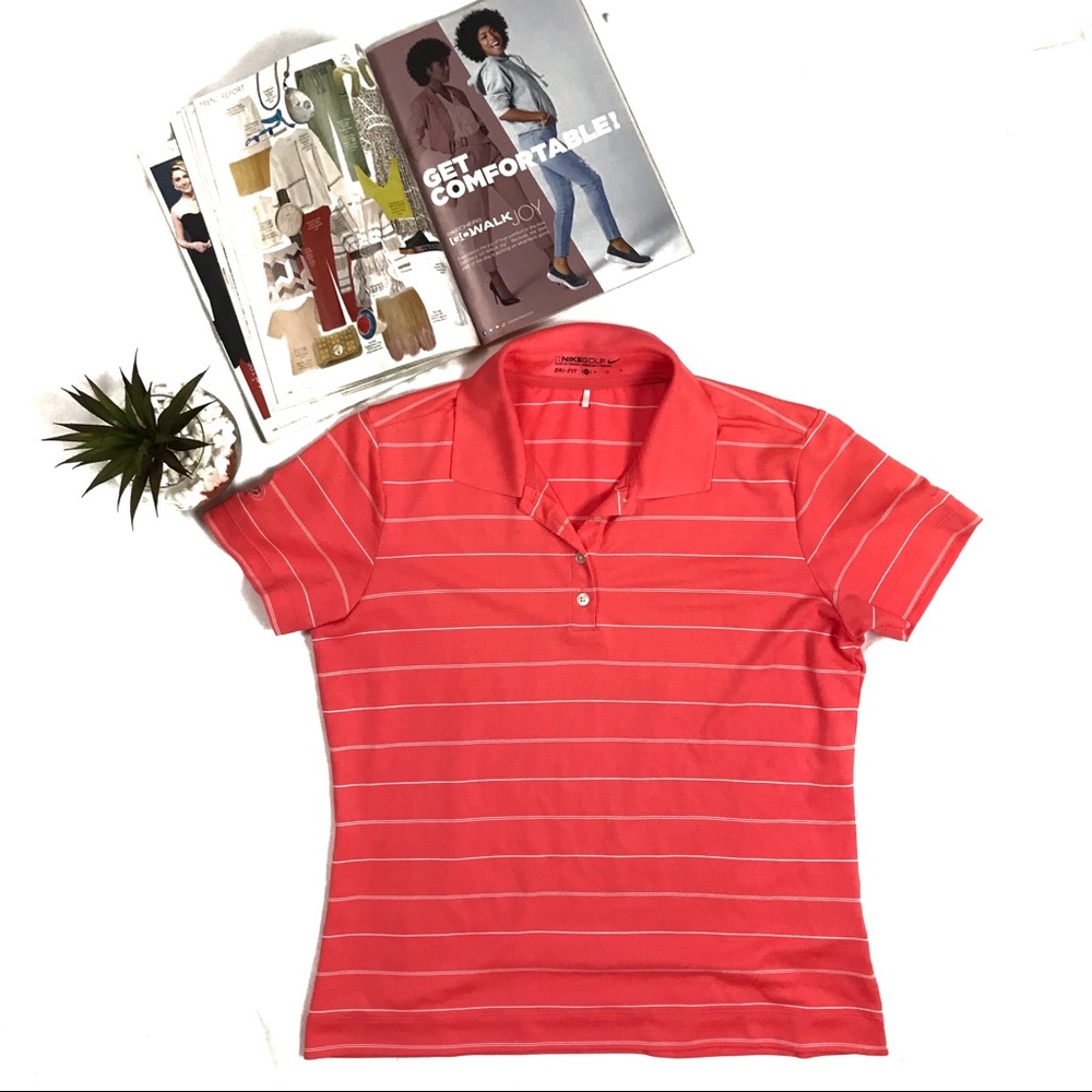 Nike Dry Fit Golf Shirt Coral Size Medium